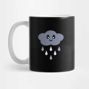 Kawaii Cute Happy Stormy Rain Cloud in Black Mug